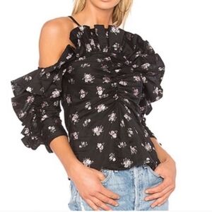 Rebecca Taylor Off Shoulder Floral Jacquard Top Sz 4 NWT MSRP $395